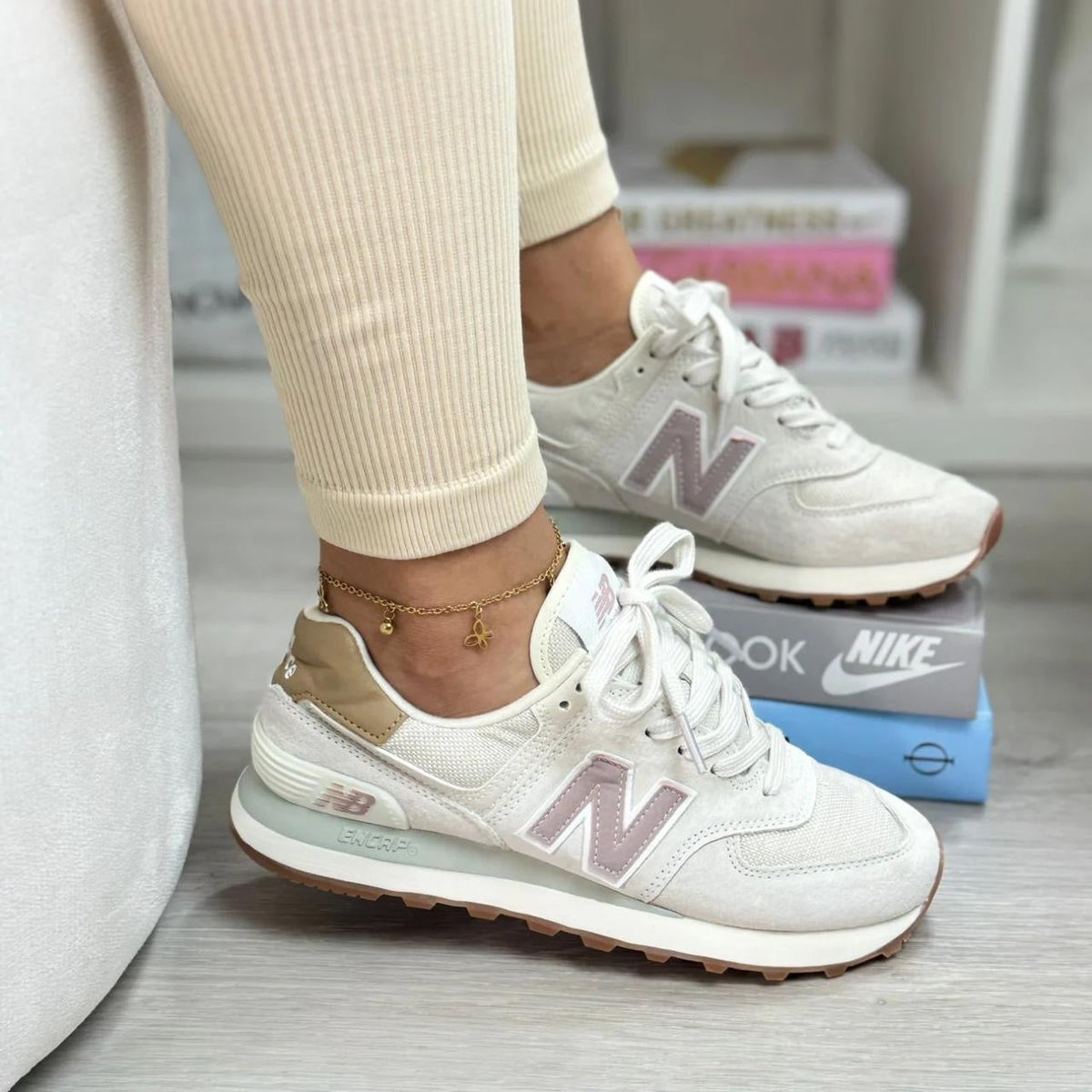 New Balance 574 Gris – Rosa
